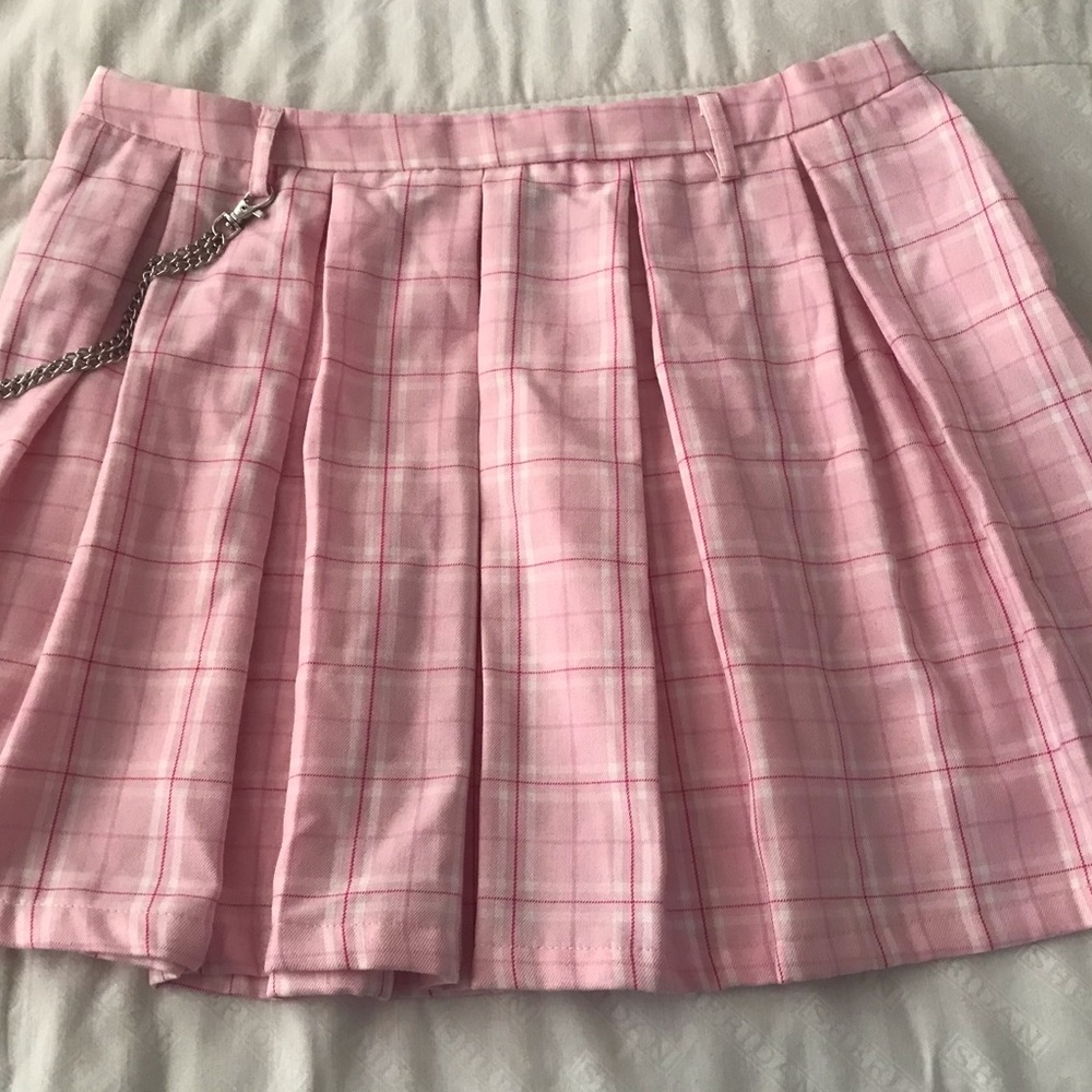 Hot Topic Pink Plaid Skirt